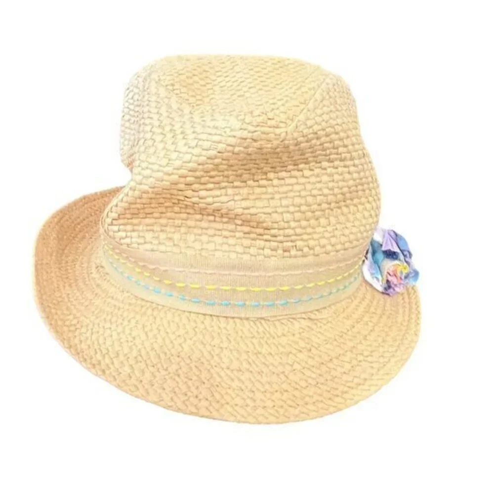 Addie & Tate‎ Girls Fedora Style Hat with Pastel Stitched Trim and Bow Party